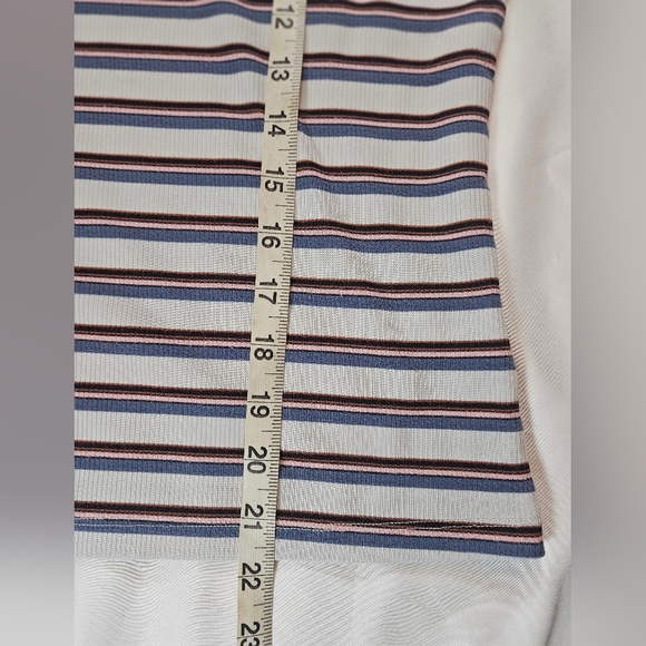 Over Kleshas Womens Off White Multicolored Striped Short Sleeve Top Size Large - Picture 7 of 9